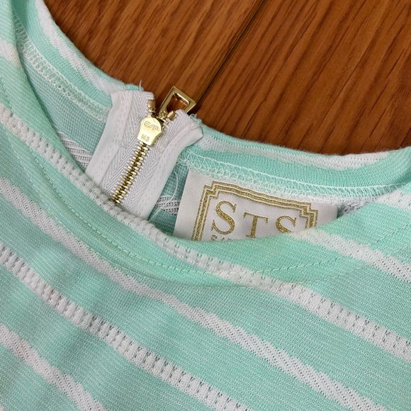 Sail To Sable Long Sleeve Crew Neck Striped Dress Mint & White Size XS - Picture 3 of 8